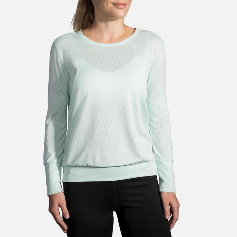 Brooks Array - Womens Long Sleeve Running Shirt - Green (85207PZTU)